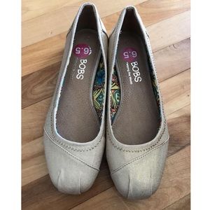 Skechers BOBS Women's Tan Canvas Ballet Flats